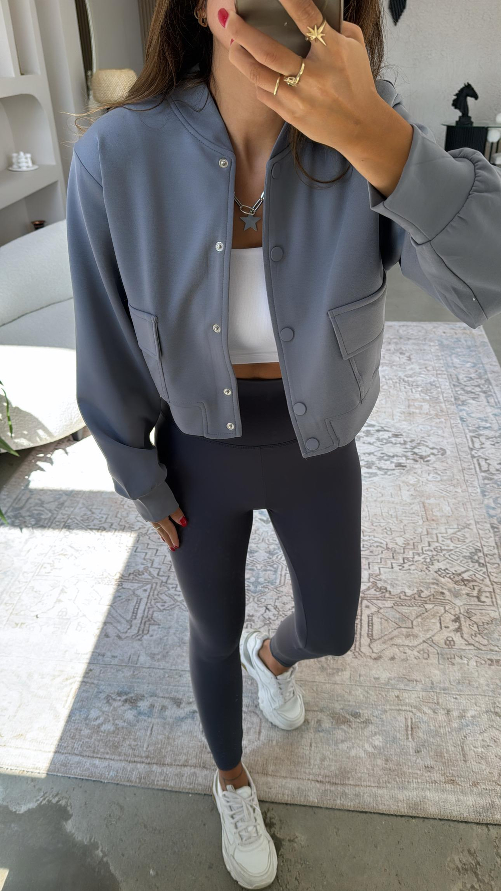 Gri Scuba Bomber Ceket
