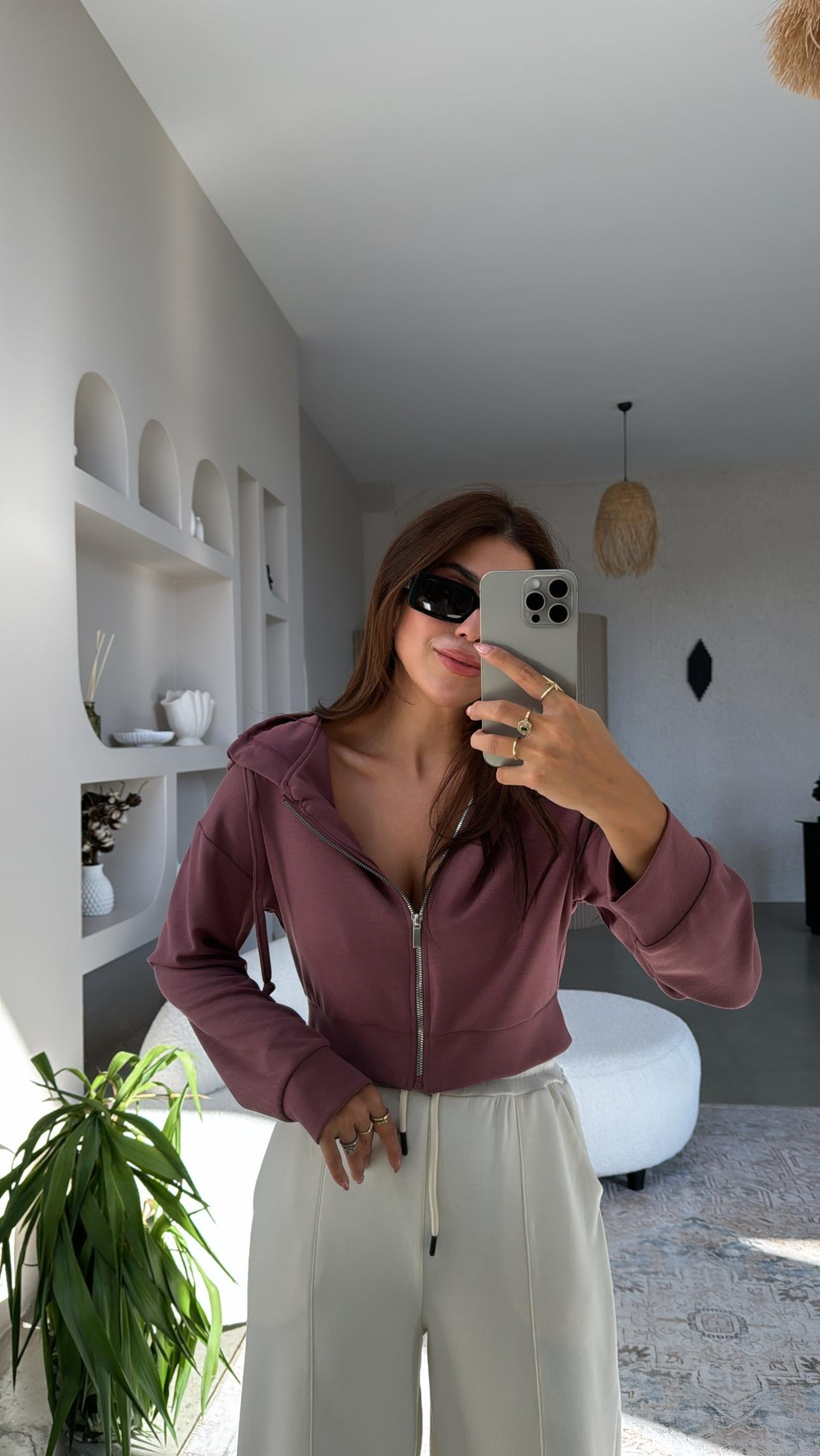 Gülkurusu Fermuarlı Modal Kısa Ceket