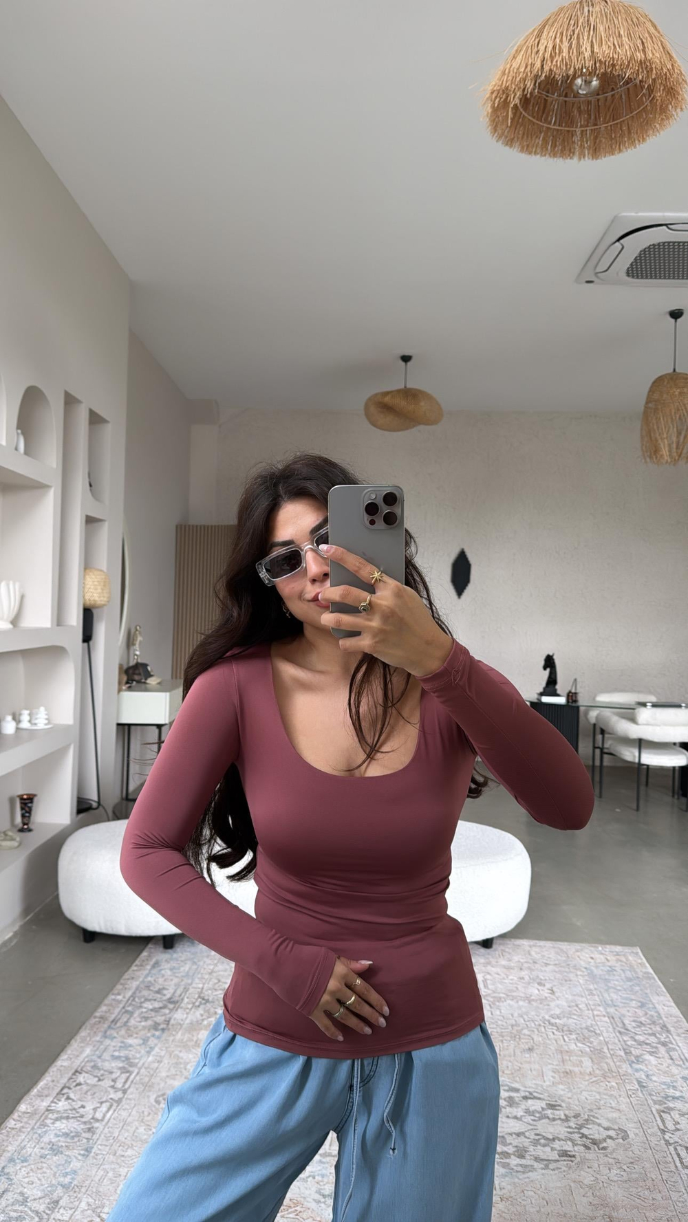 Gülkurusu Kare Yaka Scuba Basic Bluz