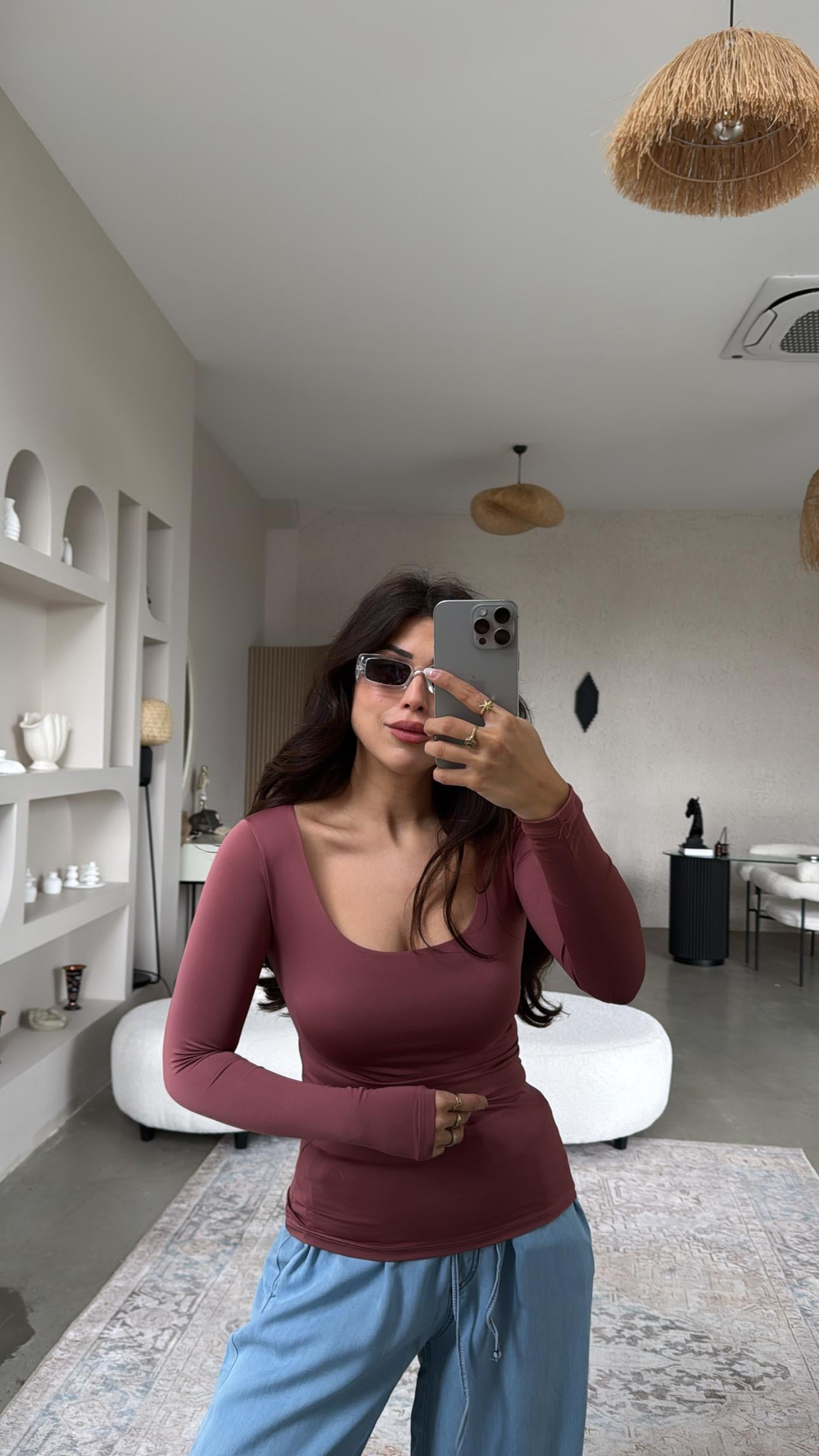 Gülkurusu Kare Yaka Scuba Basic Bluz