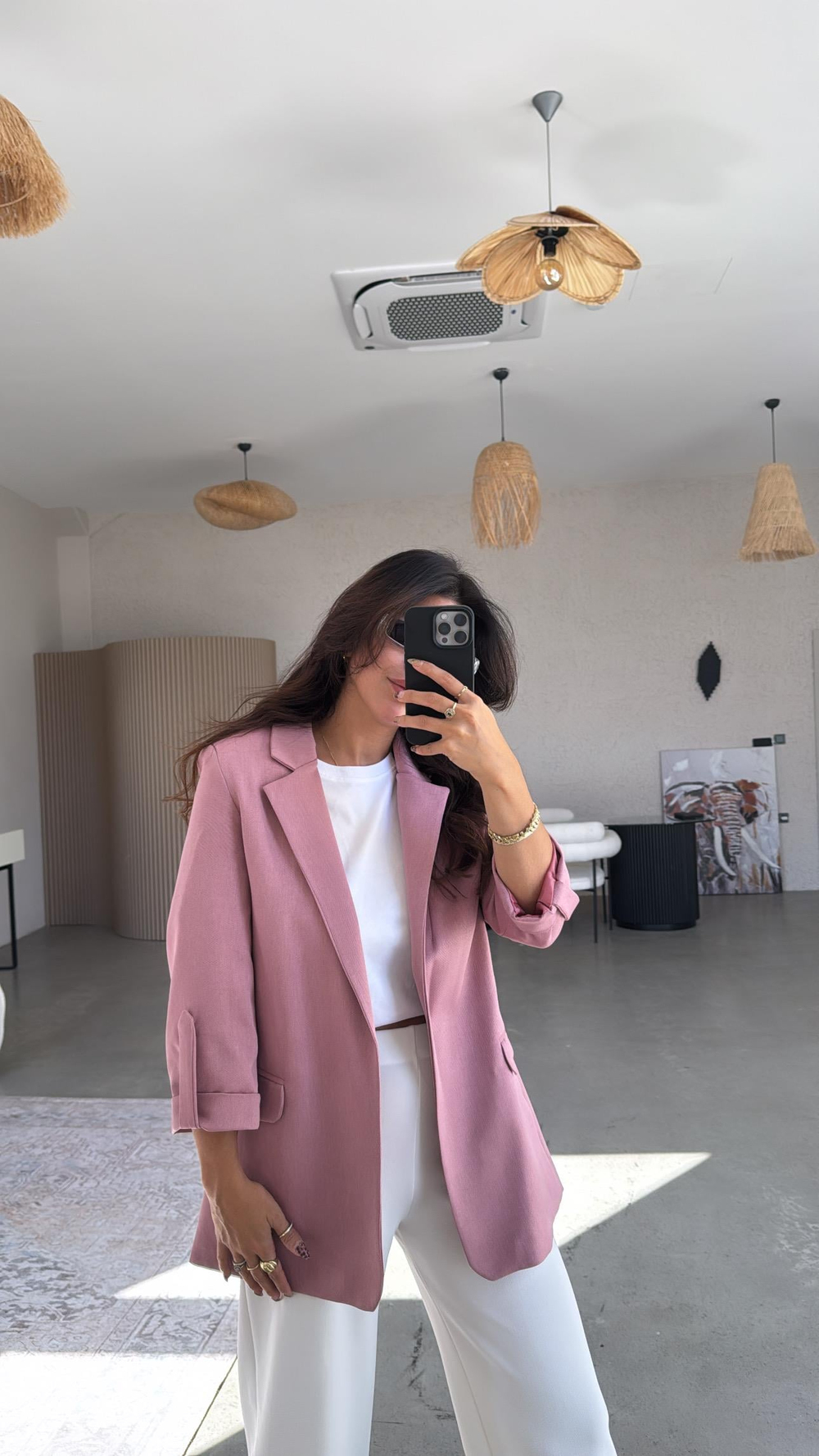 Gülkurusu Kolları Katlı Astarlı Ceket
