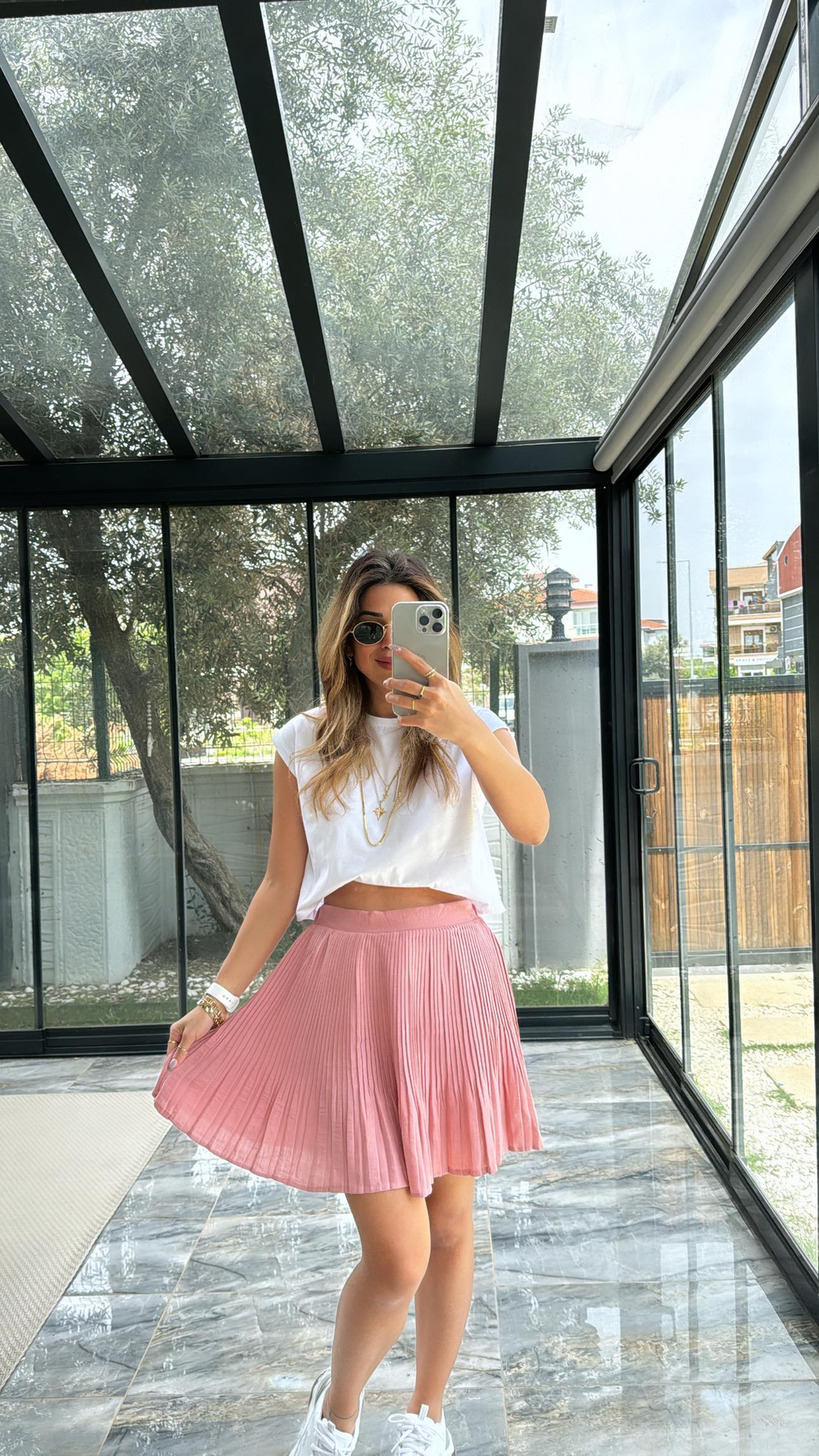 Gülkurusu Piliseli Şortlu Etek