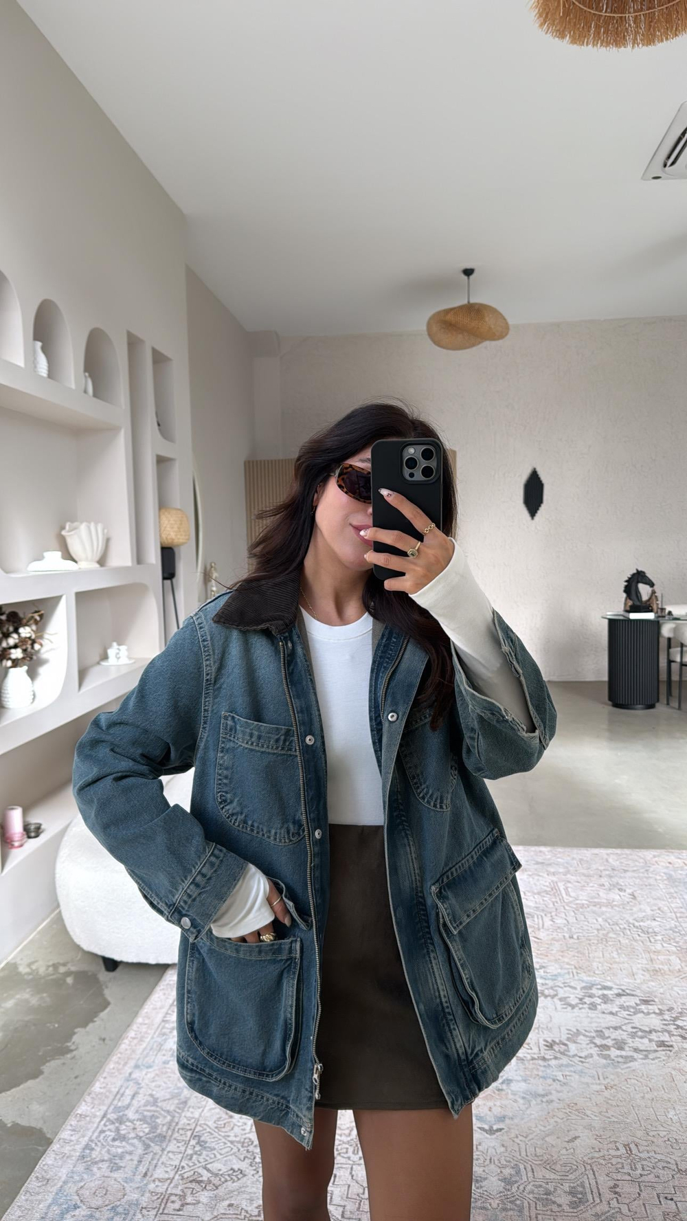 Kadife Yakalı Premium Denim Ceket
