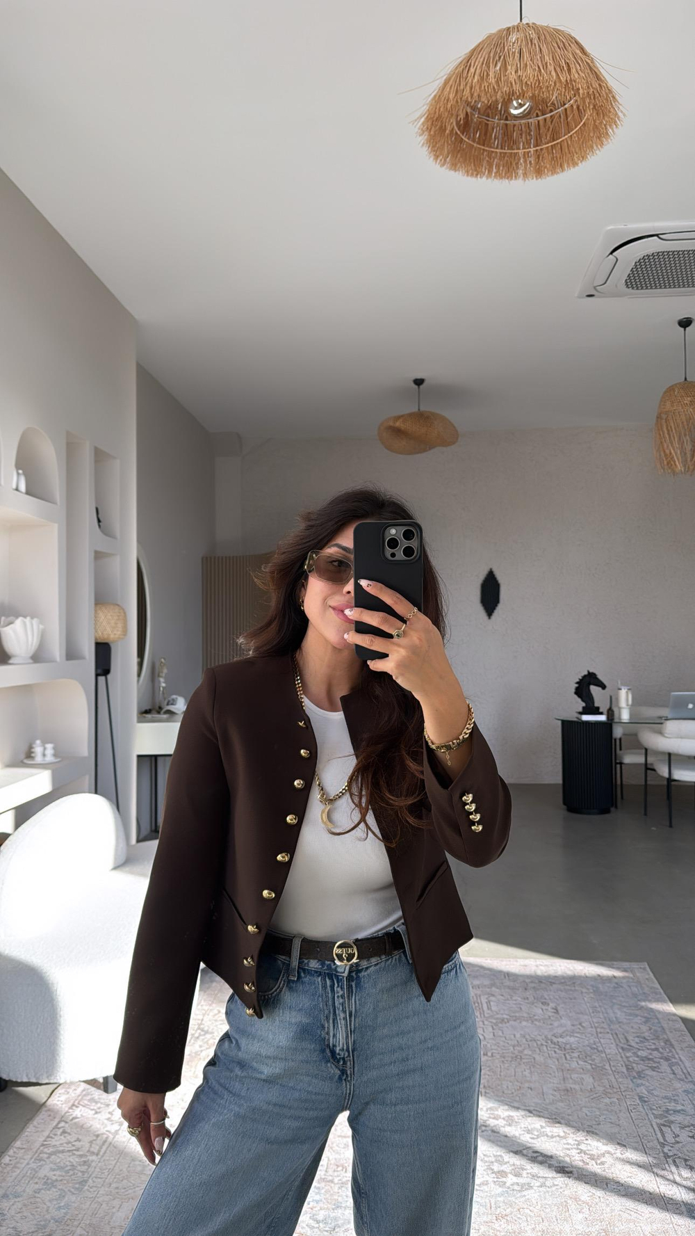 Kahverengi Gold Düğmeli ZR Model Premium Ceket