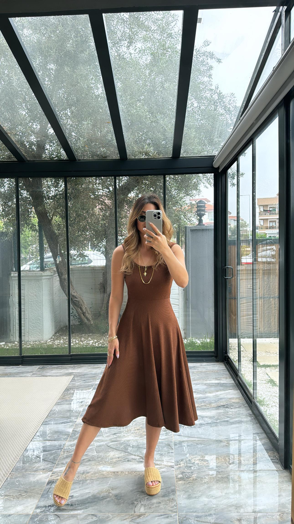 Kahverengi Özel Üretim Kaşkorse Basic Elbise