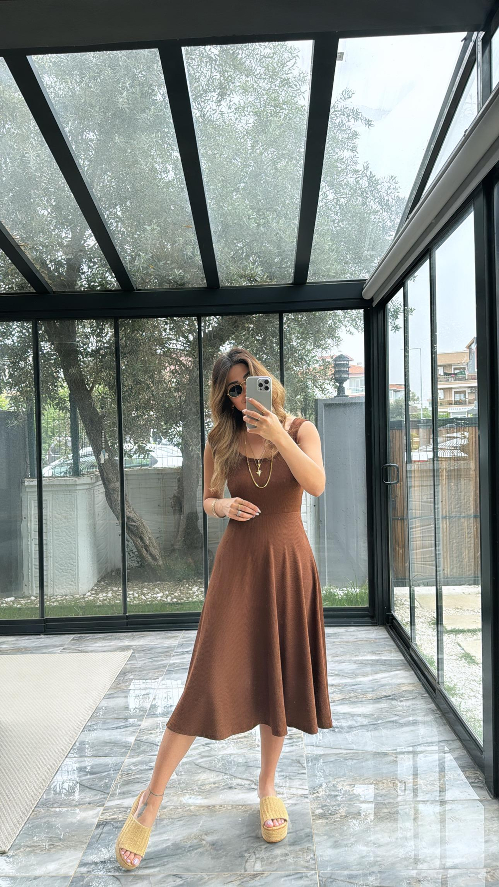 Kahverengi Özel Üretim Kaşkorse Basic Elbise