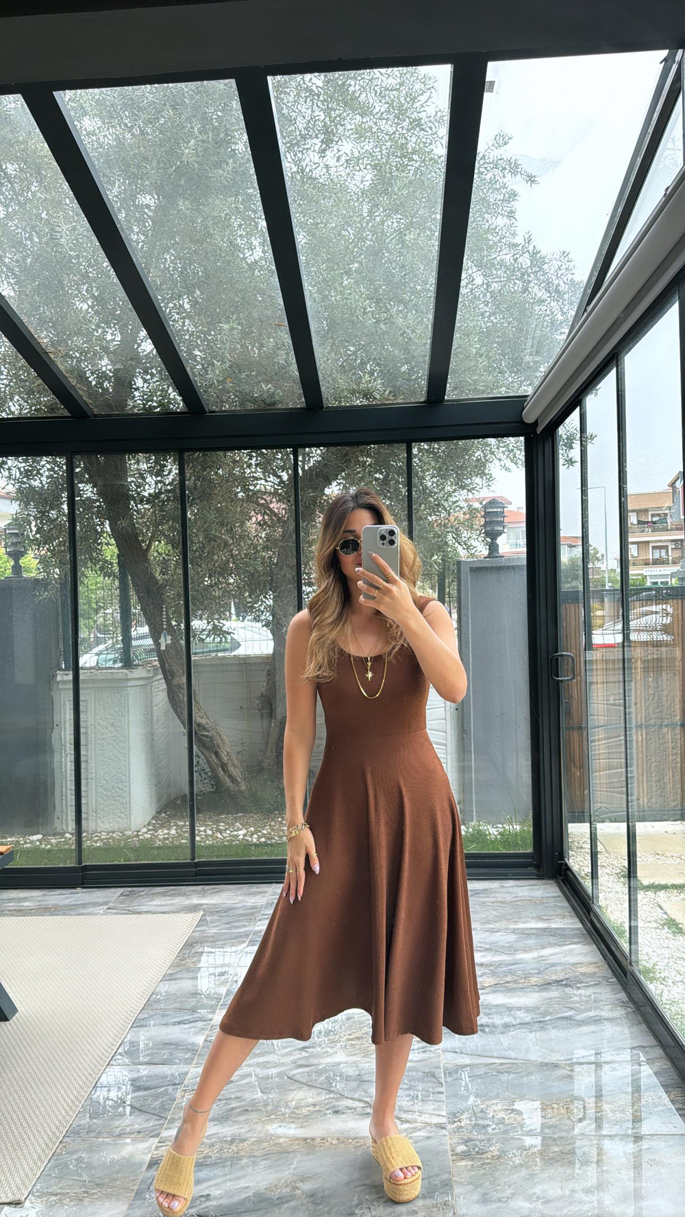 Kahverengi Özel Üretim Kaşkorse Basic Elbise