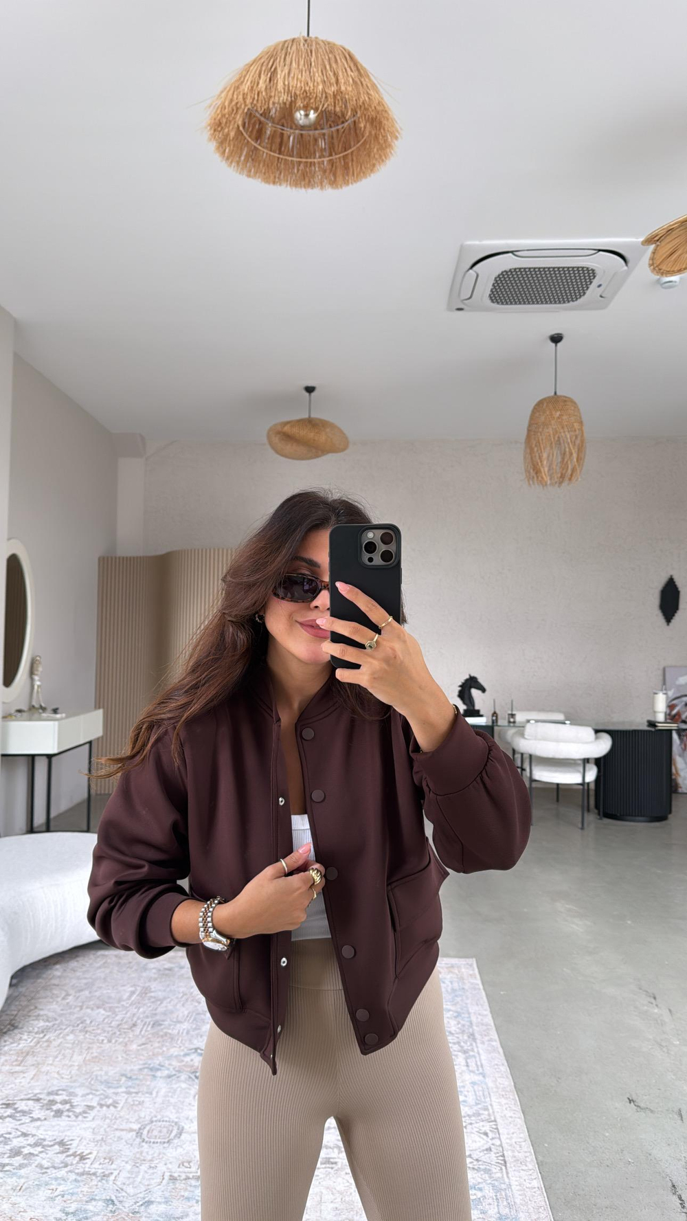 Kahverengi Scuba Bomber Ceket