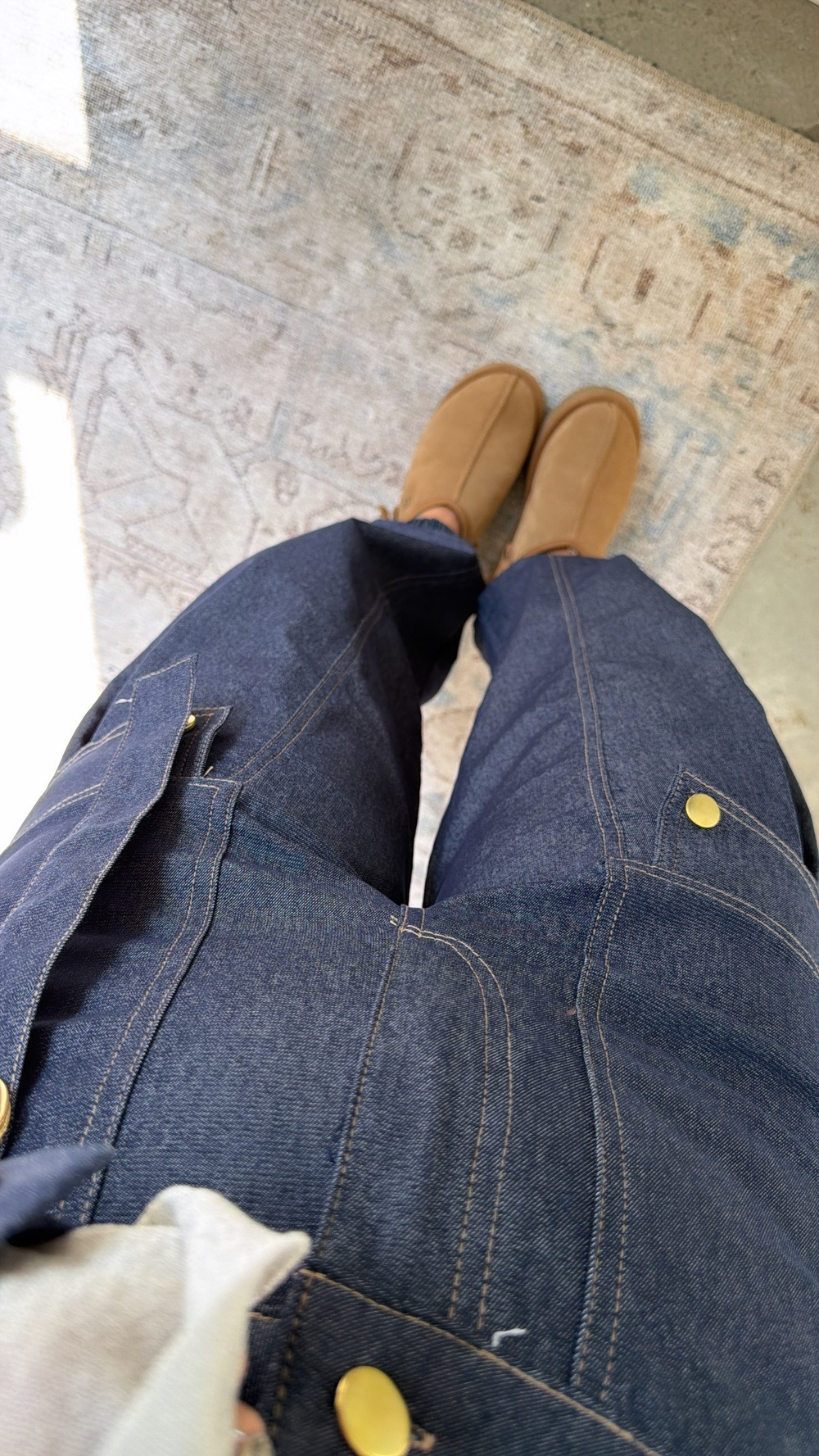 Kargo Cepli Likralı Yüksek Bel Denim Pantolon