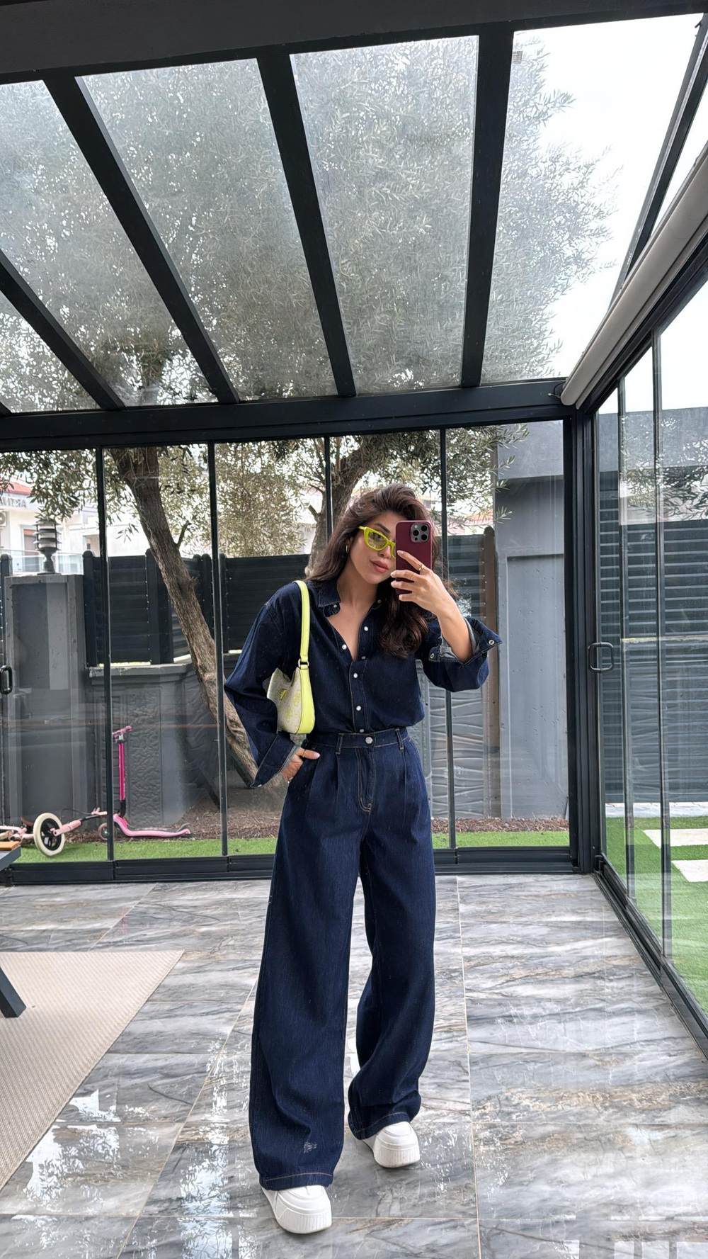 Koyu Renk Jean Premium Gömlek Pantolon Takım
