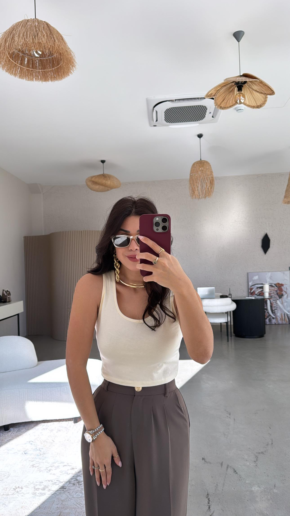 Krem Pamuklu Crop Atlet