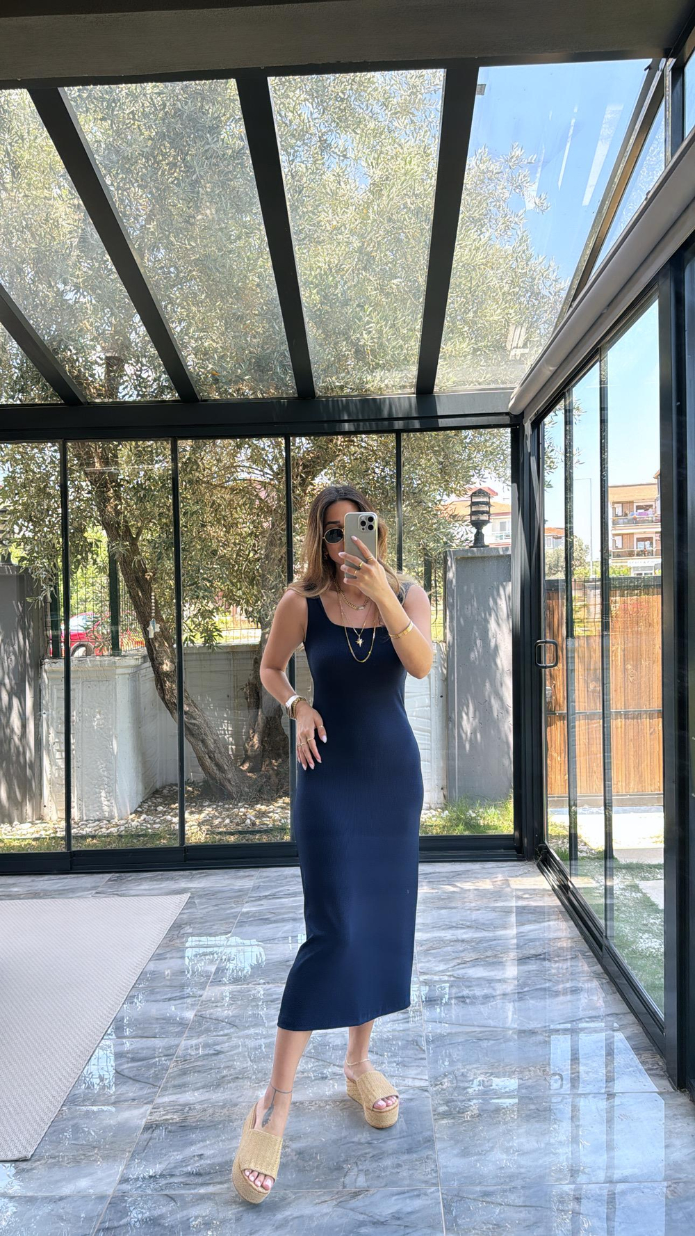 Lacivert Basic Kalem Kaşkorse Elbise