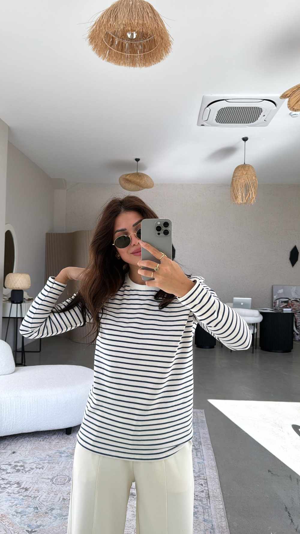 Lacivert Çizgili Mssmo Bluz