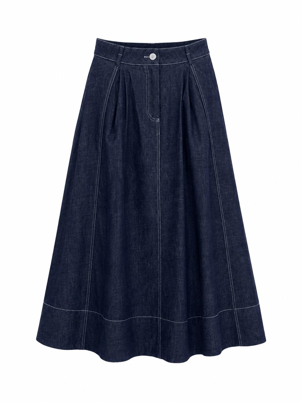 Lacivert Dikişli Maxi Jean Etek