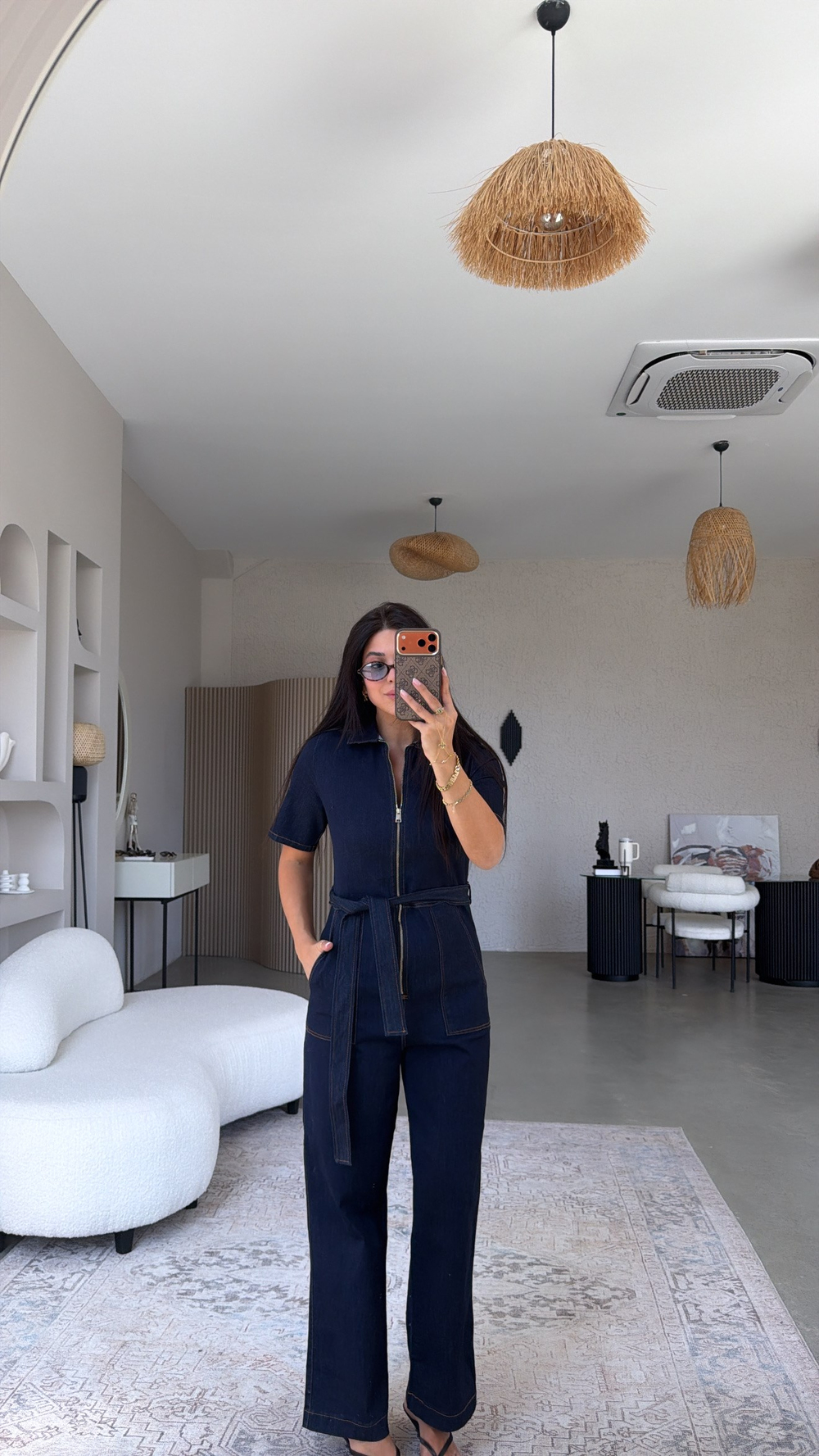 Lacivert Fermuar Detaylı Jean Tulum