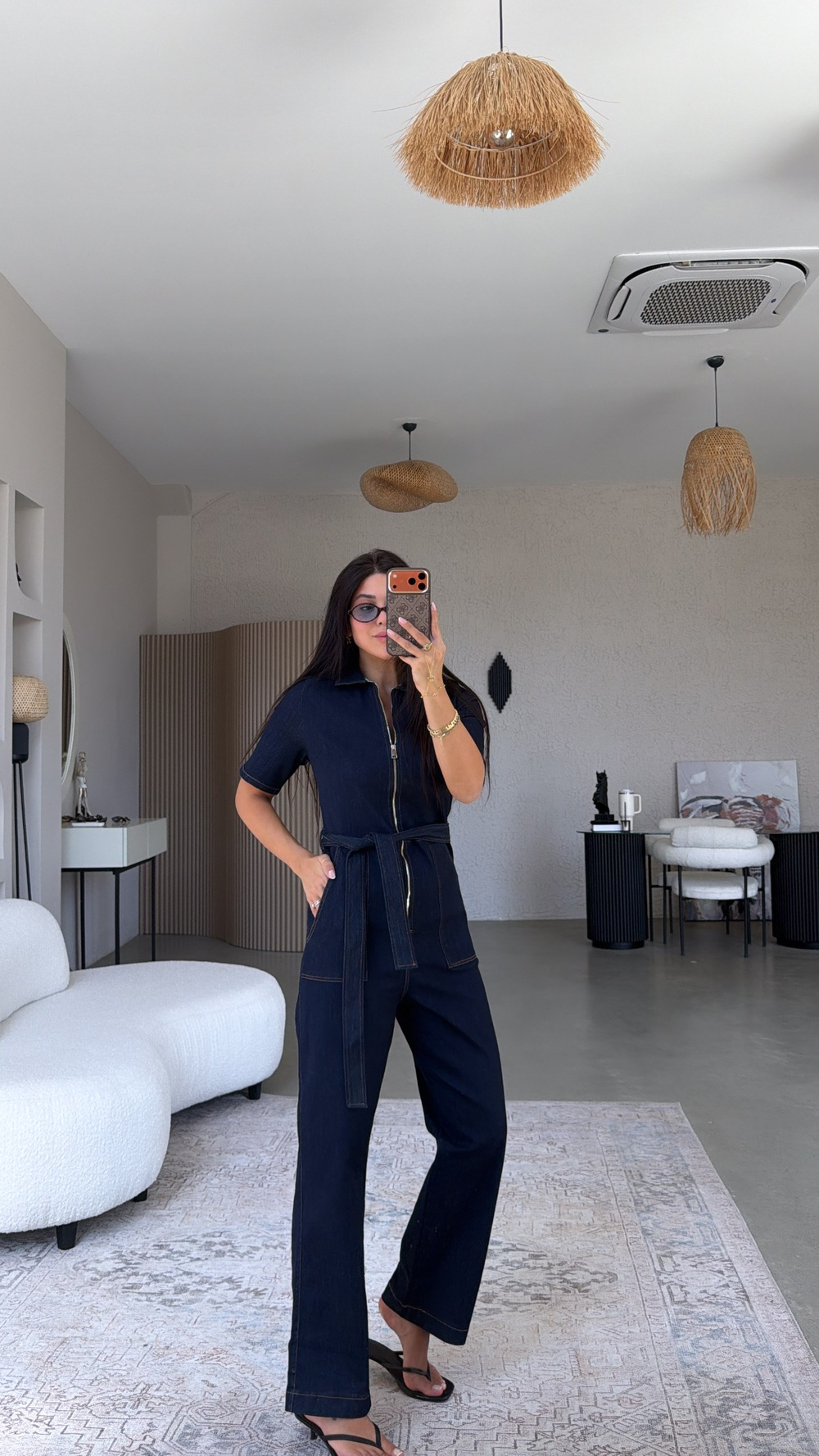 Lacivert Fermuar Detaylı Jean Tulum