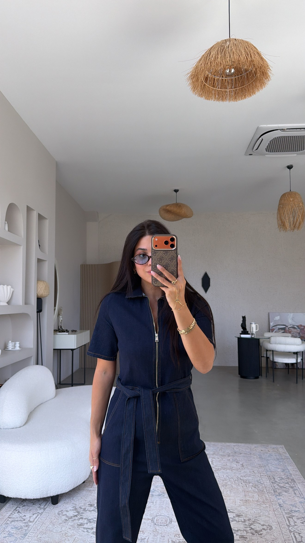 Lacivert Fermuar Detaylı Jean Tulum