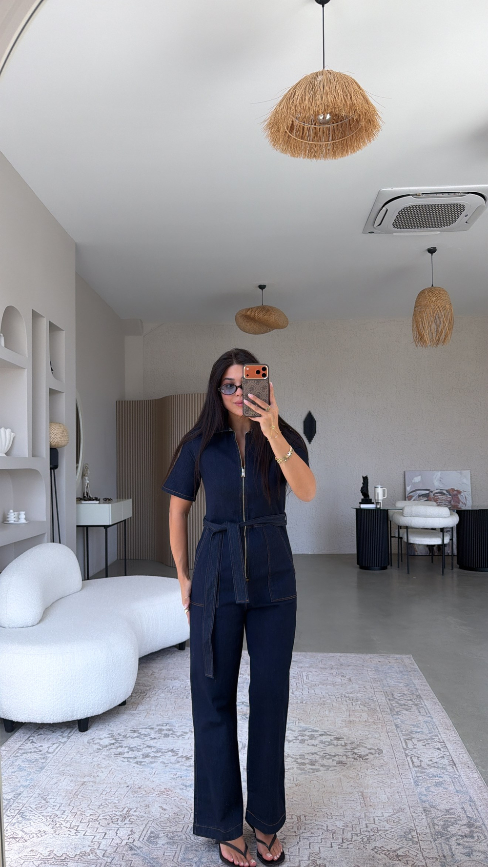 Lacivert Fermuar Detaylı Jean Tulum