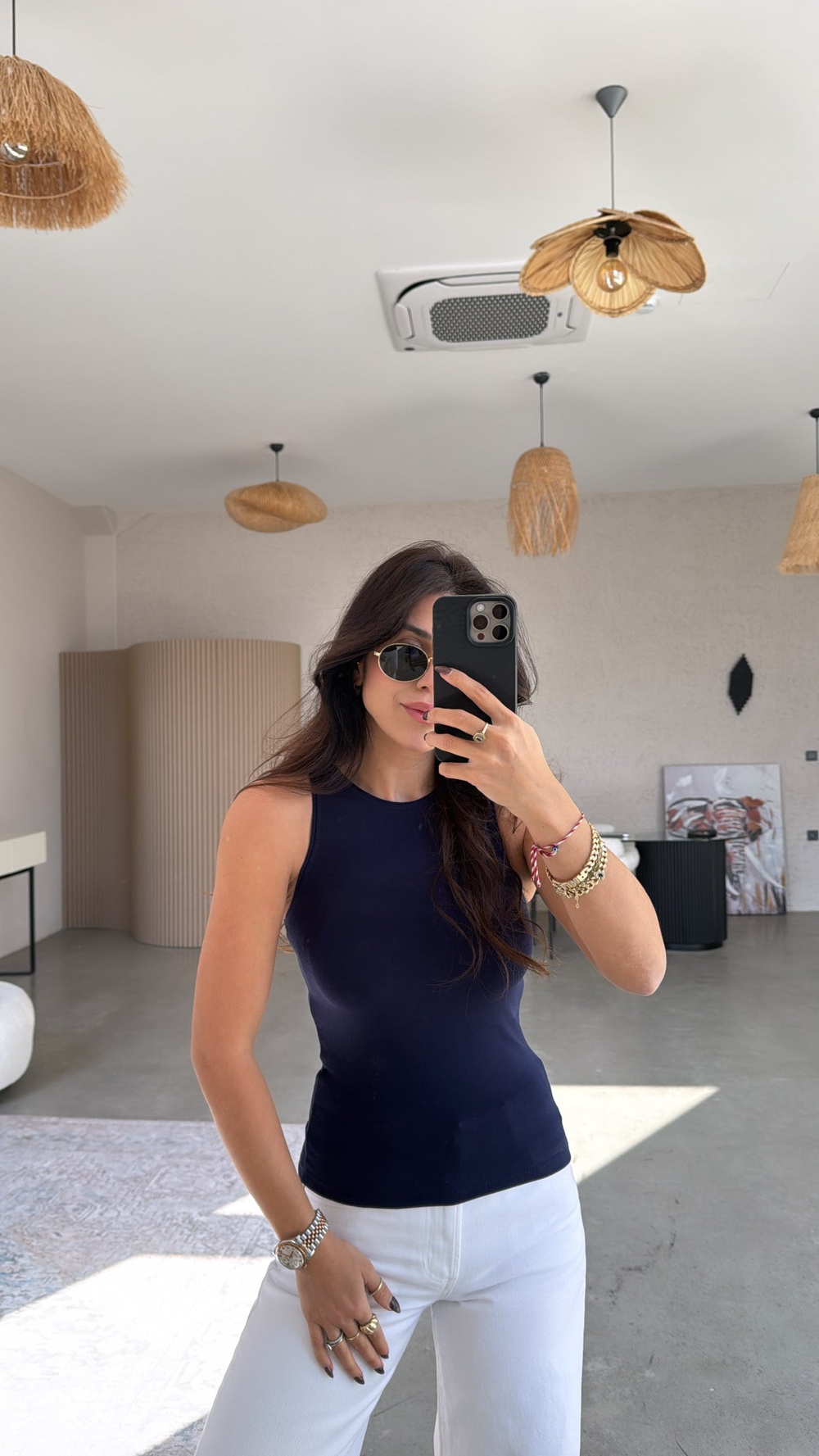 Lacivert Halter Yaka Pamuk Atlet
