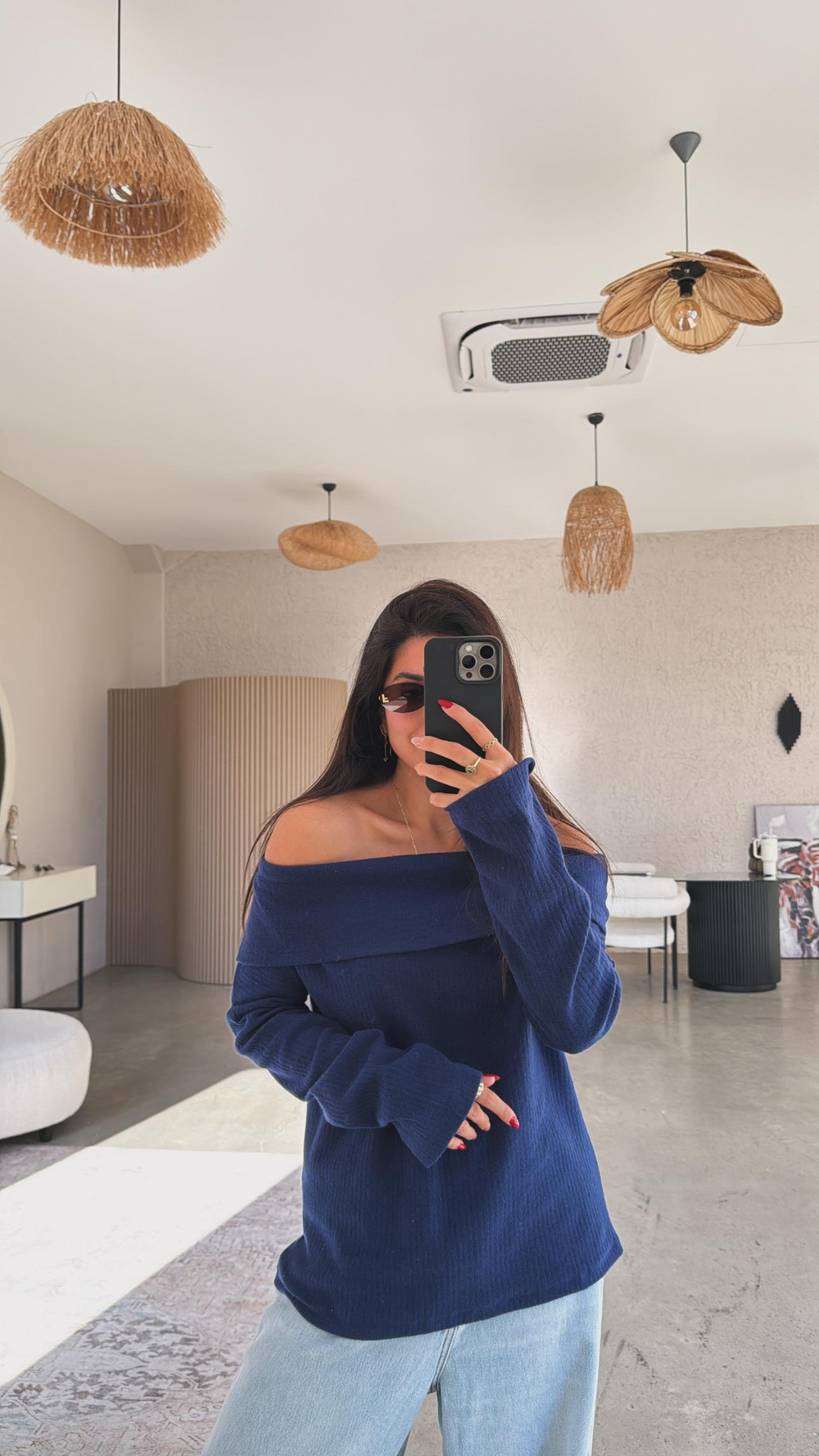 Lacivert Madonna Basic Bluz