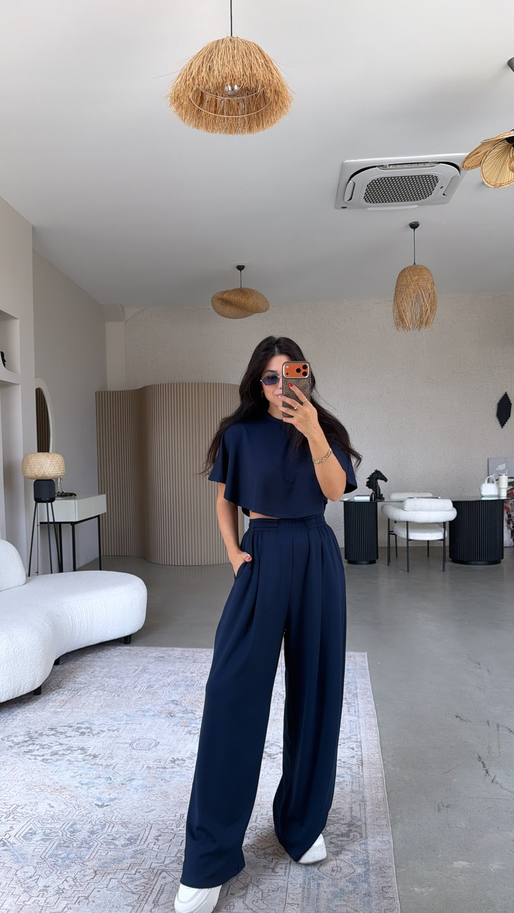 Lacivert Modal Pelerinli Cool Takım