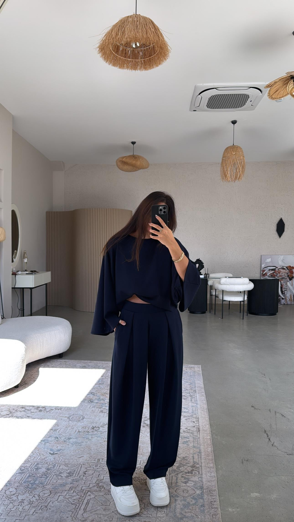 Lacivert Ön Pile Detaylı Oys Model Takım
