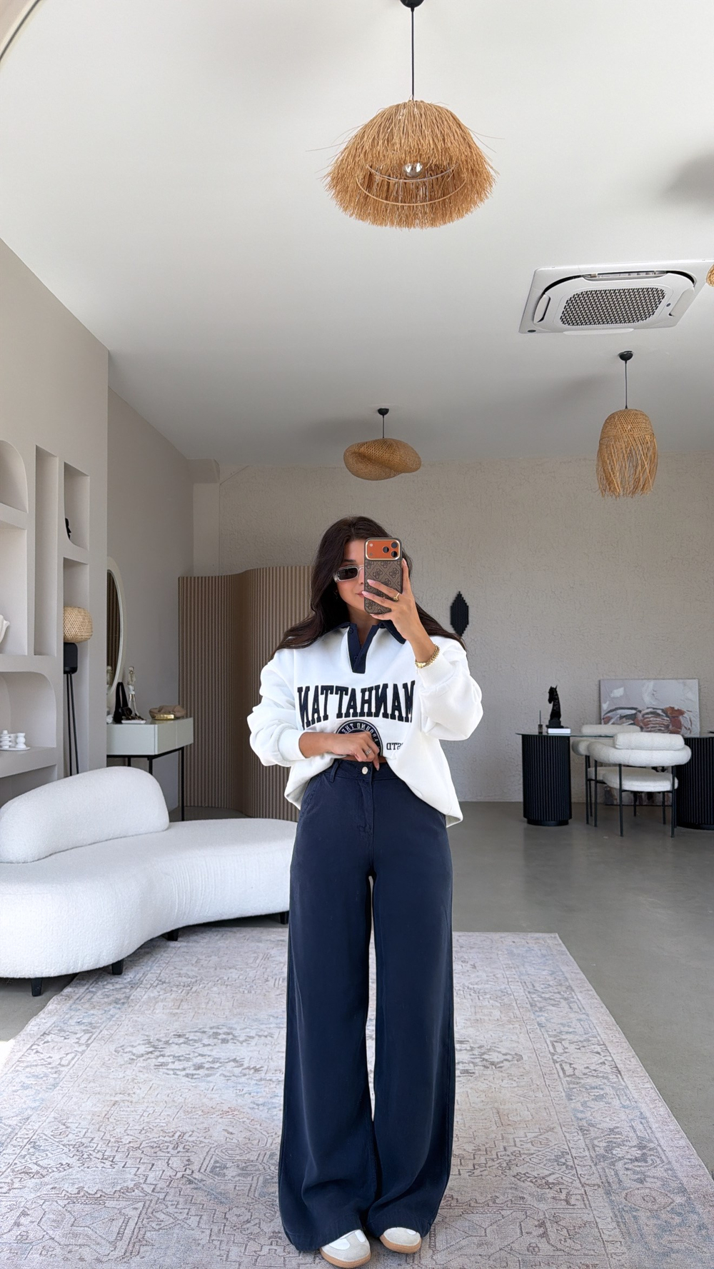 Lacivert Tensel Yıkamalı Denim Pantolon