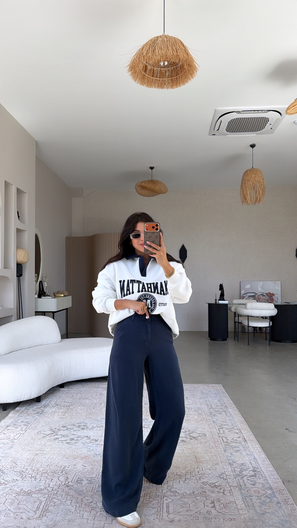Lacivert Tensel Yıkamalı Denim Pantolon