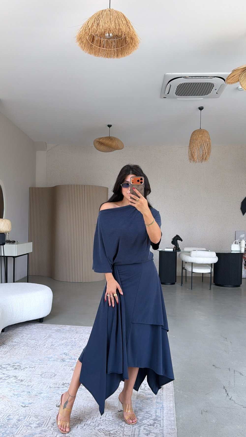 Lacivert ZR Model Pike Modal Premium Etek Bluz Takım