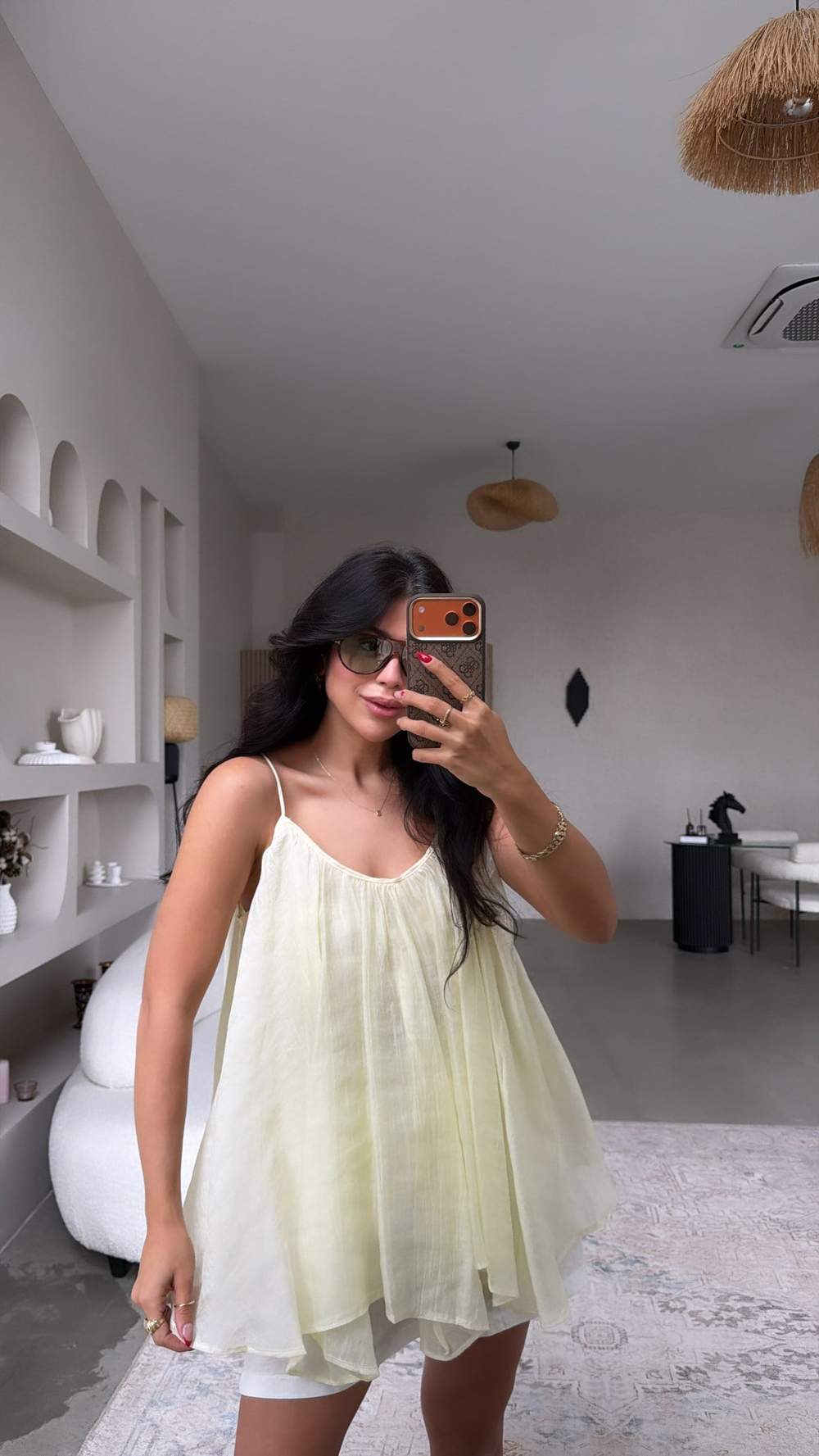 Limon Sarı Askılı Salaş Premium Bluz