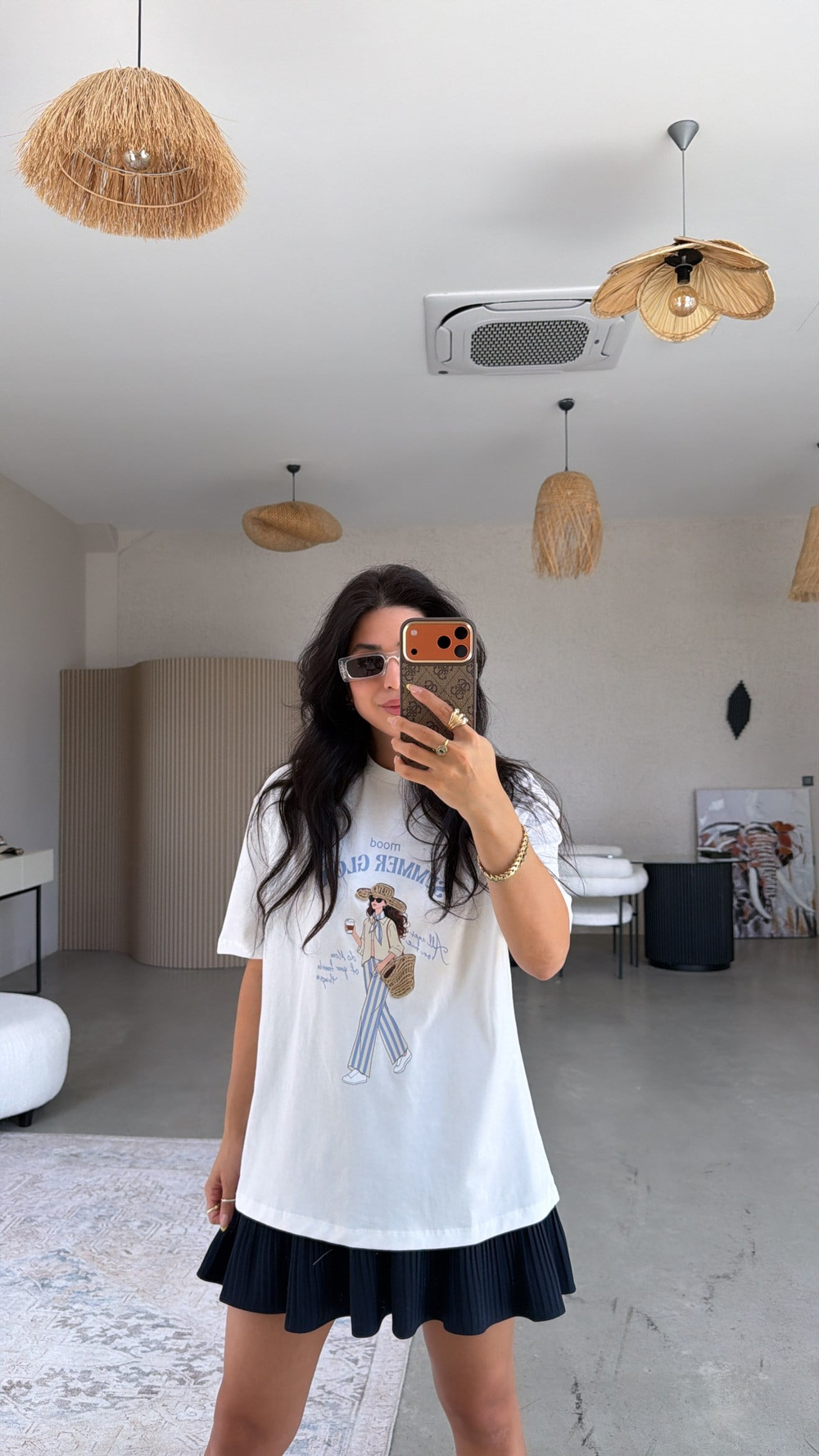 Mavili Kadın Baskılı Tshirt