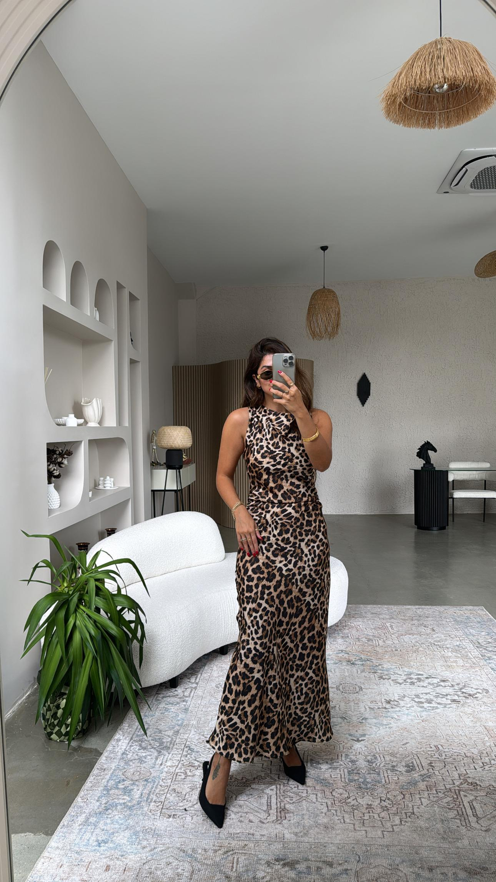 Omuz Detay ZR Model Leopar Elbise