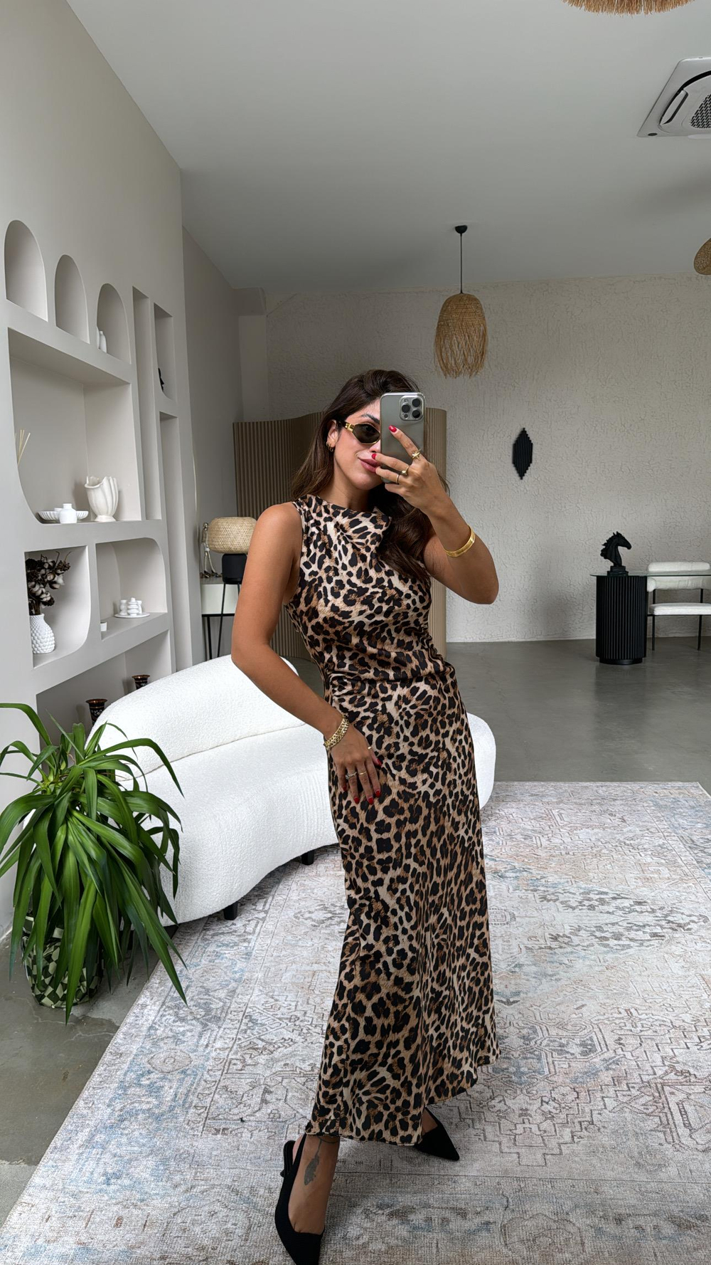 Omuz Detay ZR Model Leopar Elbise