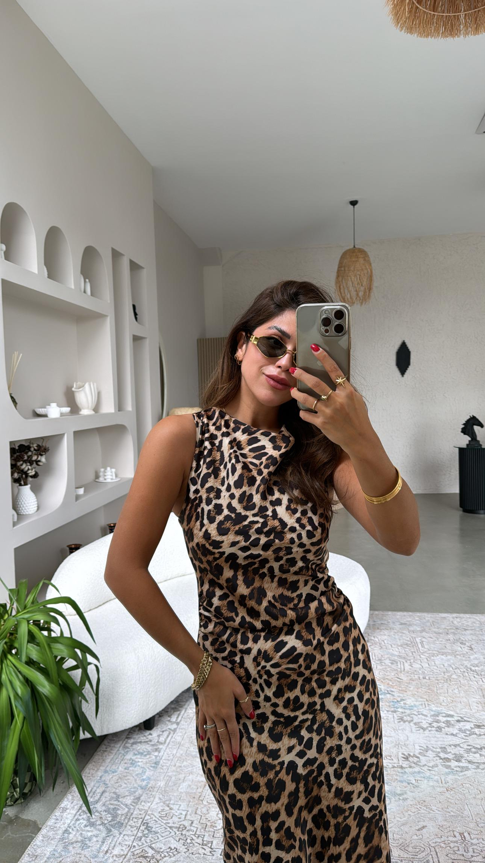 Omuz Detay ZR Model Leopar Elbise