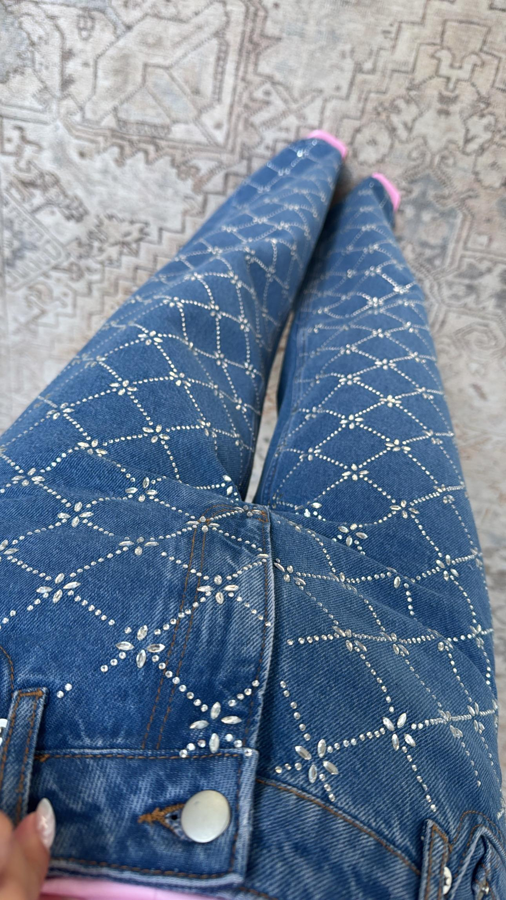 Orijinal Bol Paça Taşlı Jean