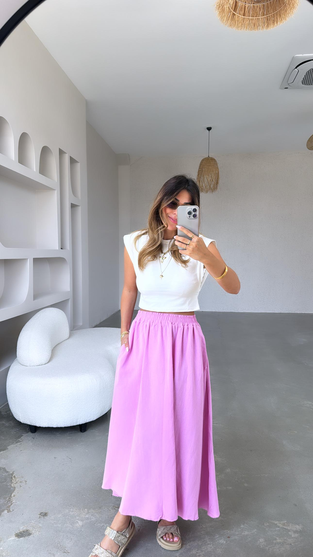 Pembe Basic Keten Etek