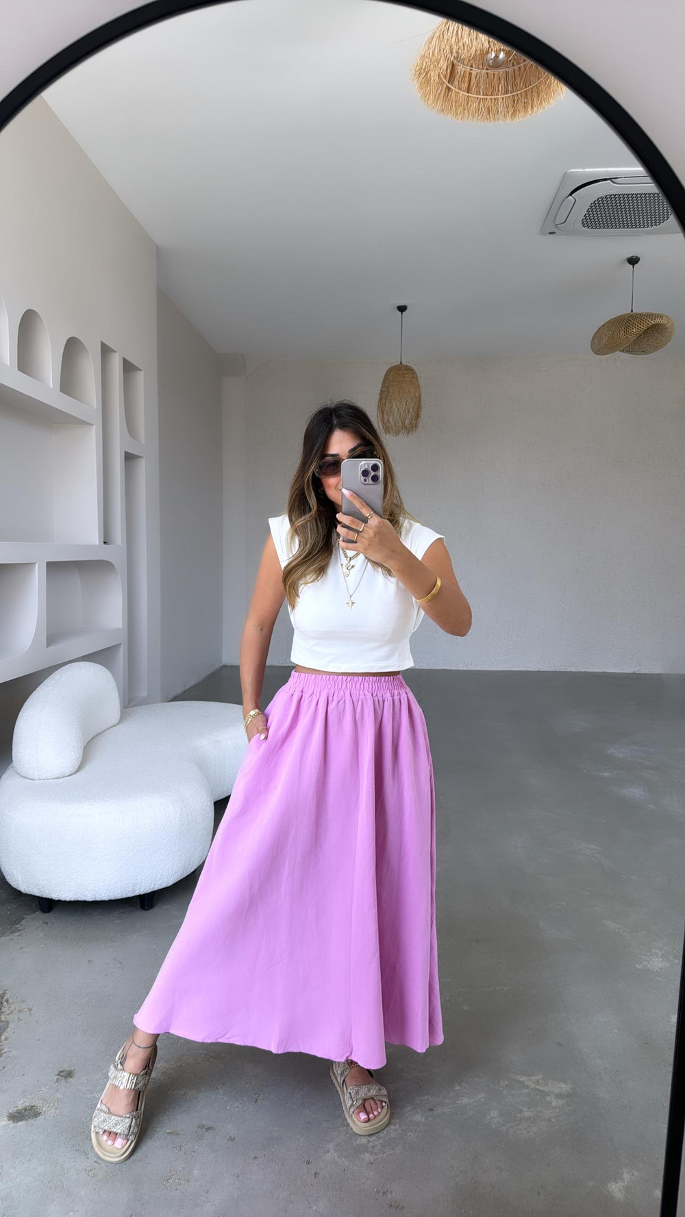 Pembe Basic Keten Etek