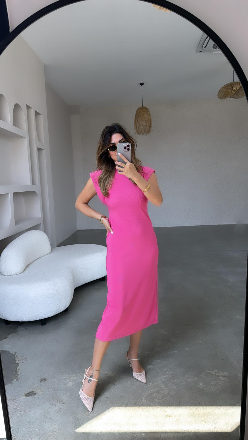 Pembe Dik Omuz Ottoman Elbise