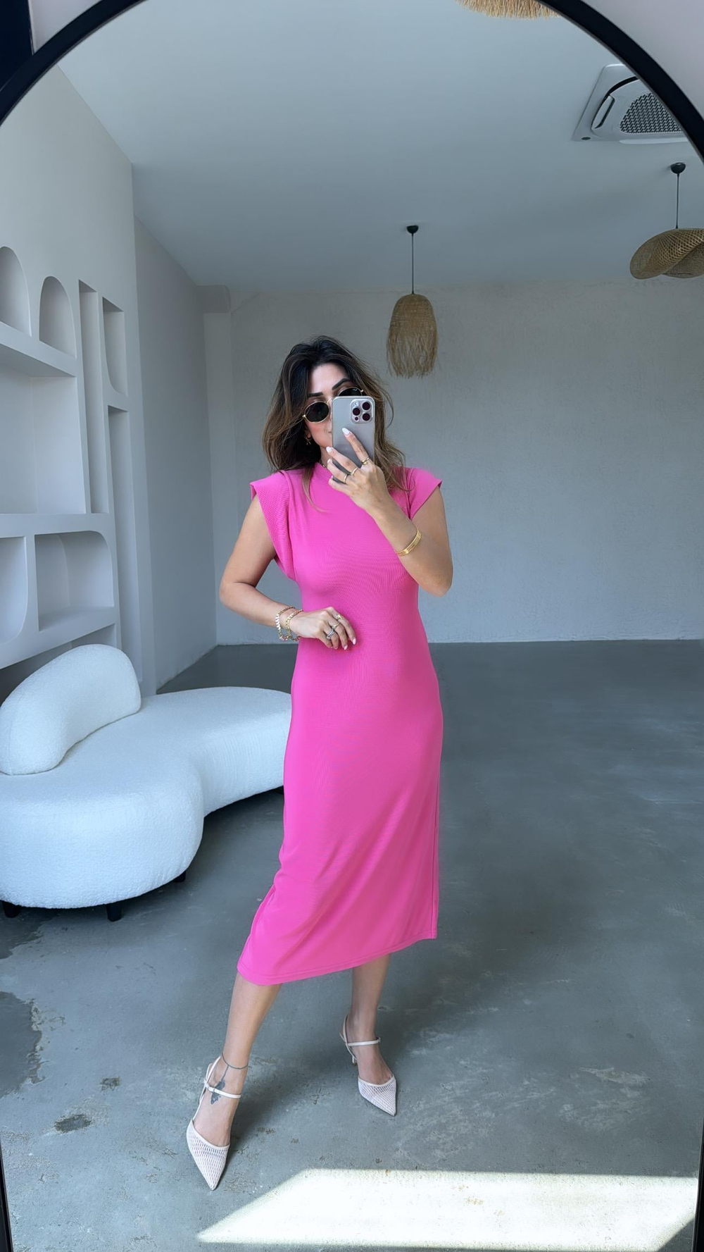 Pembe Dik Omuz Ottoman Elbise
