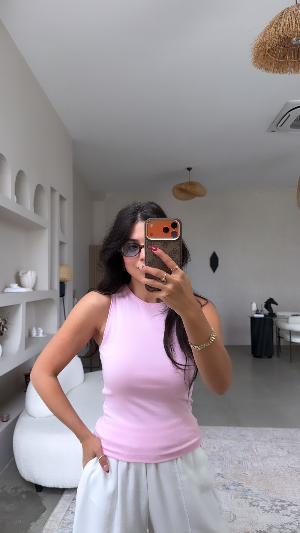 Pembe Halter Yaka Pamuk Atlet