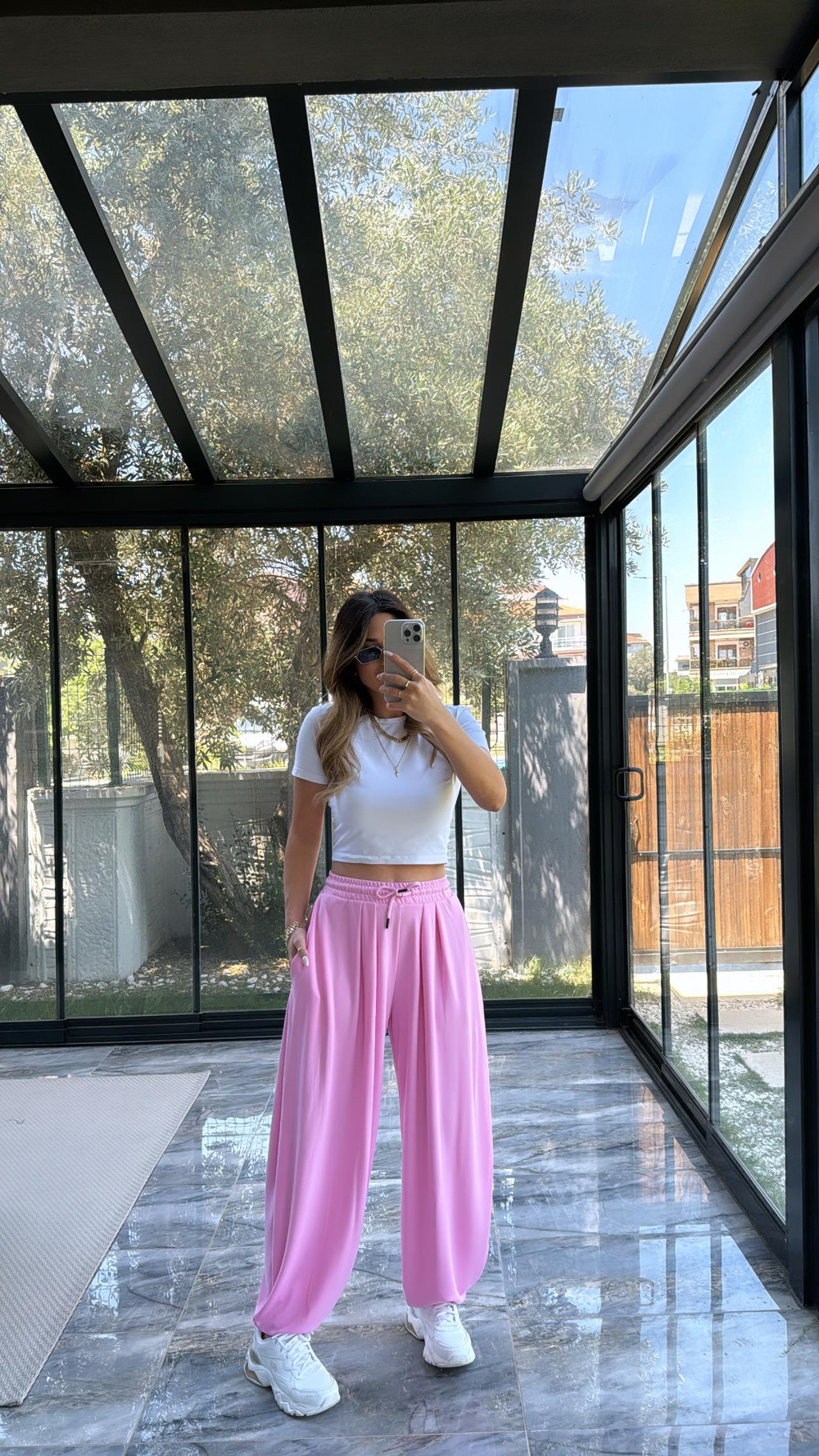 Pembe Şalvar Modal Pantolon