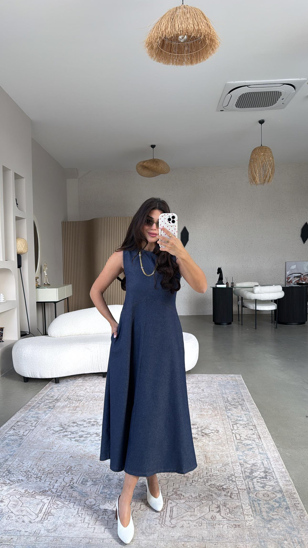 Premium Likralı Denim Elbise