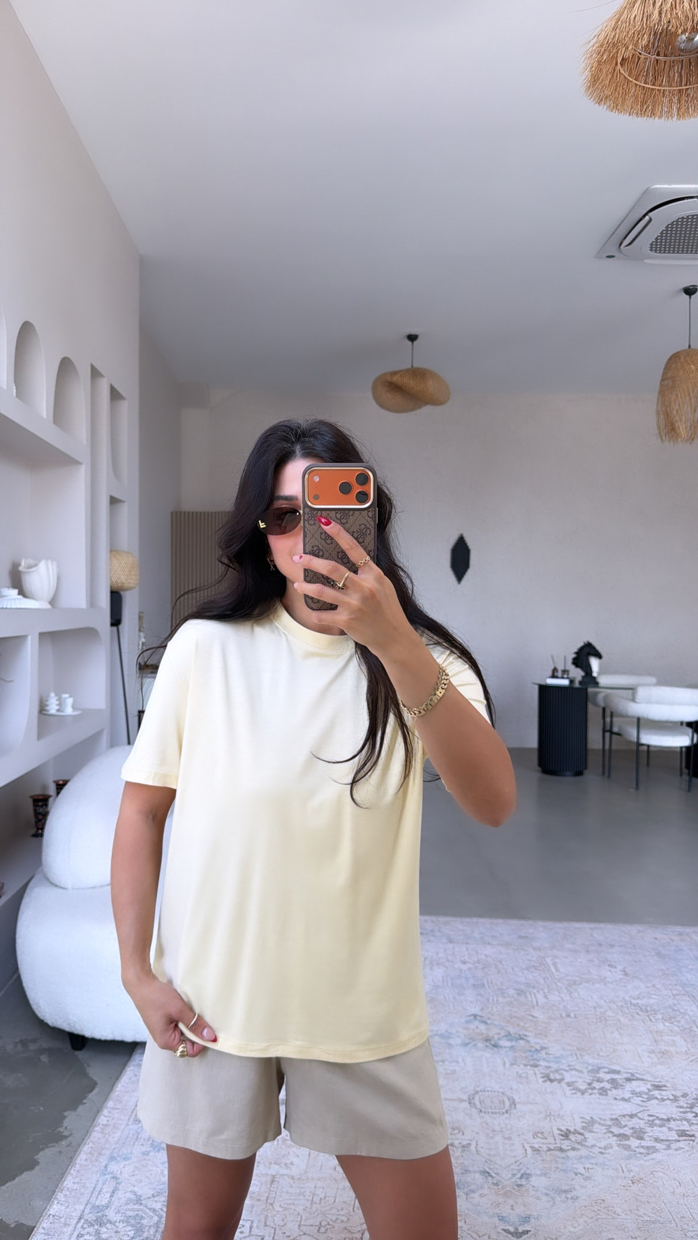 Sarı Bisiklet Yaka Viskon Tshirt
