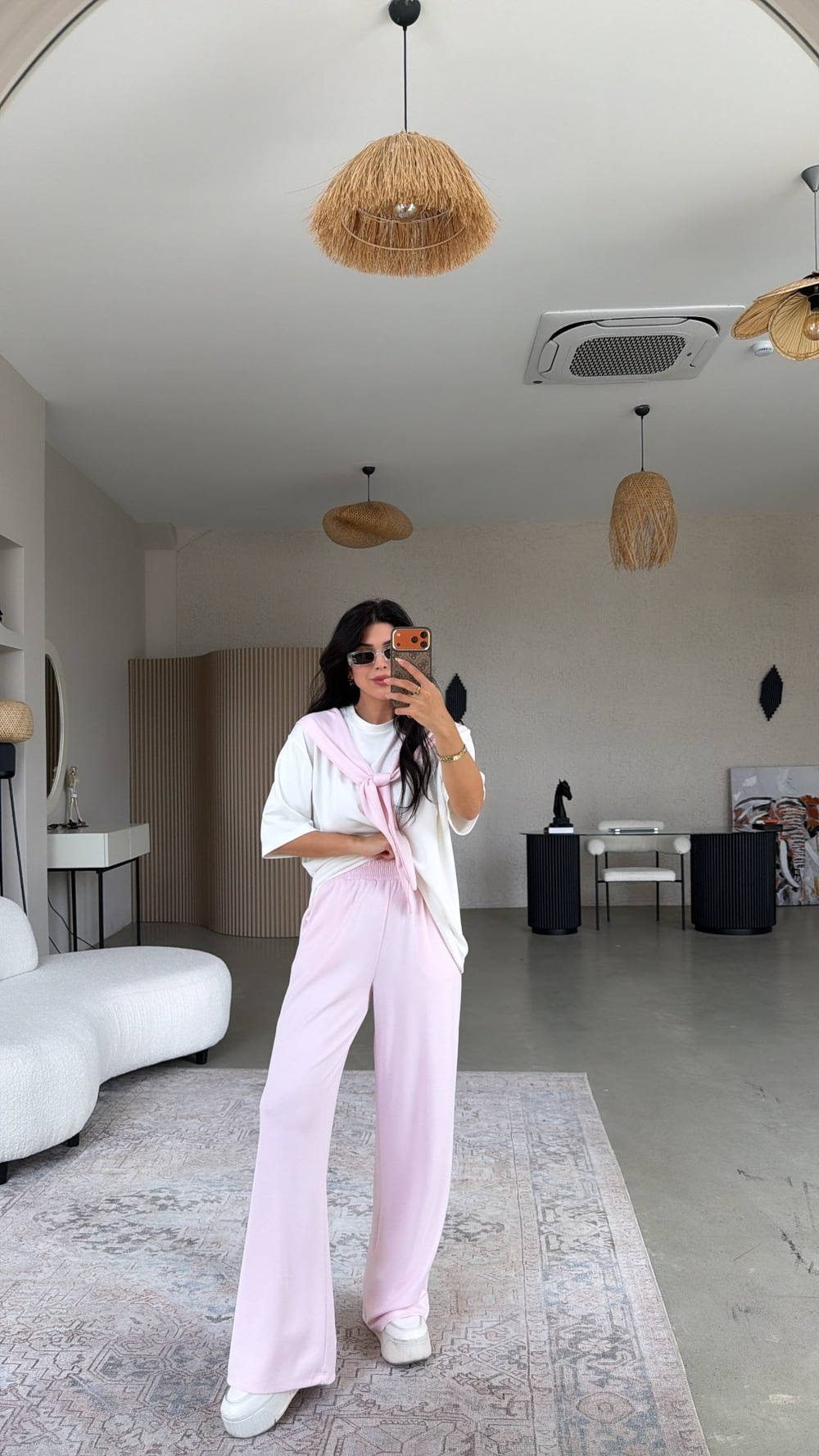 Şeker Pembe Fular Detaylı Modal Eşofman Takımı