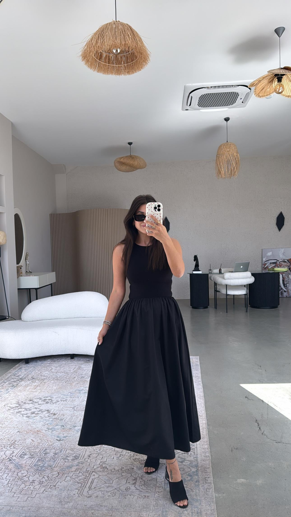 Siyah Altı Poplin Elbise