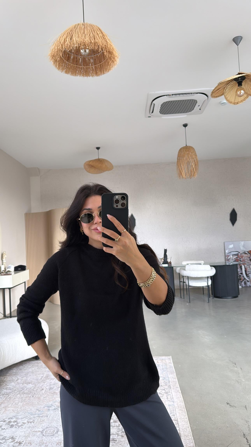 Siyah Basic İnce Kazak