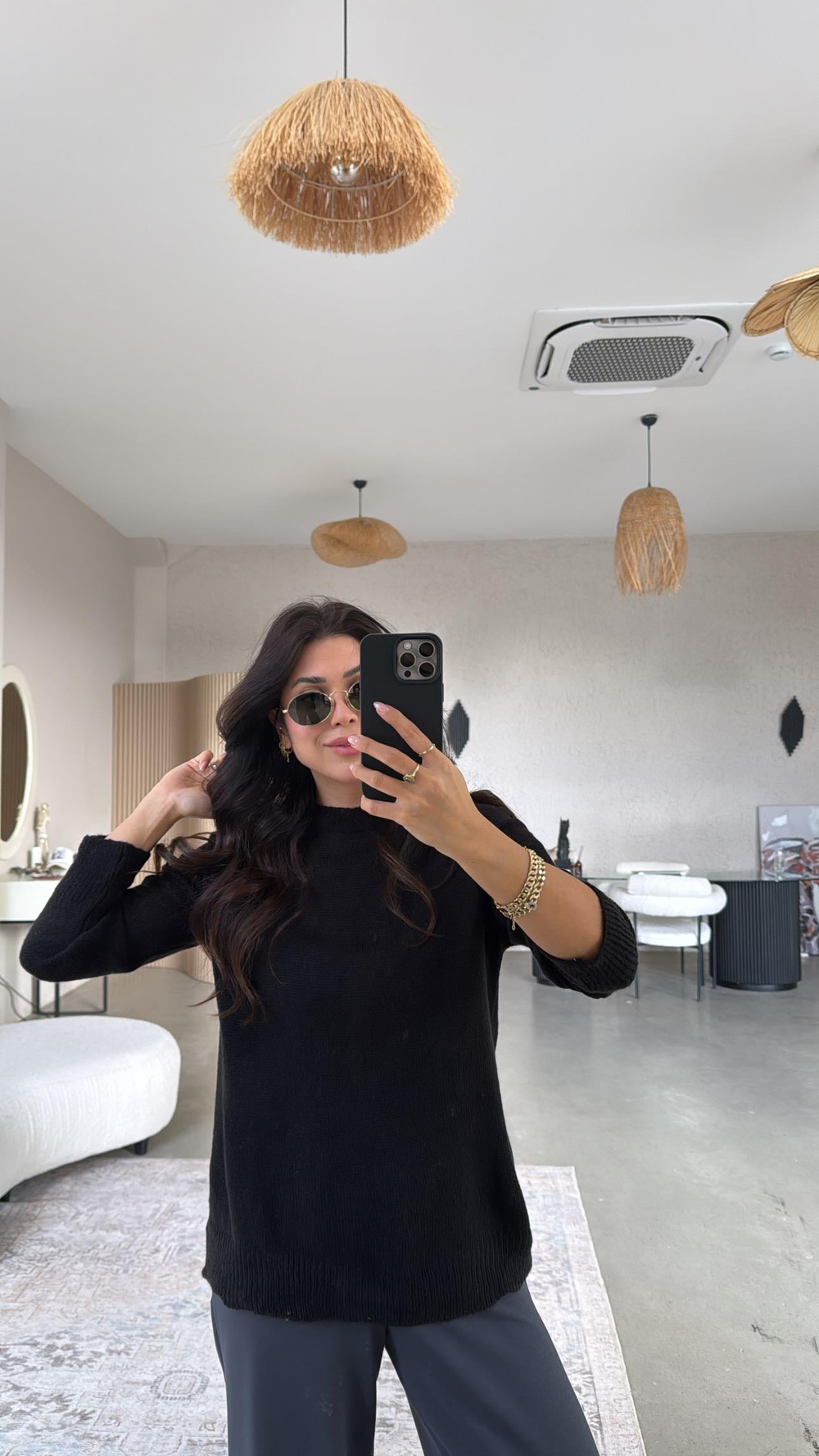 Siyah Basic İnce Kazak