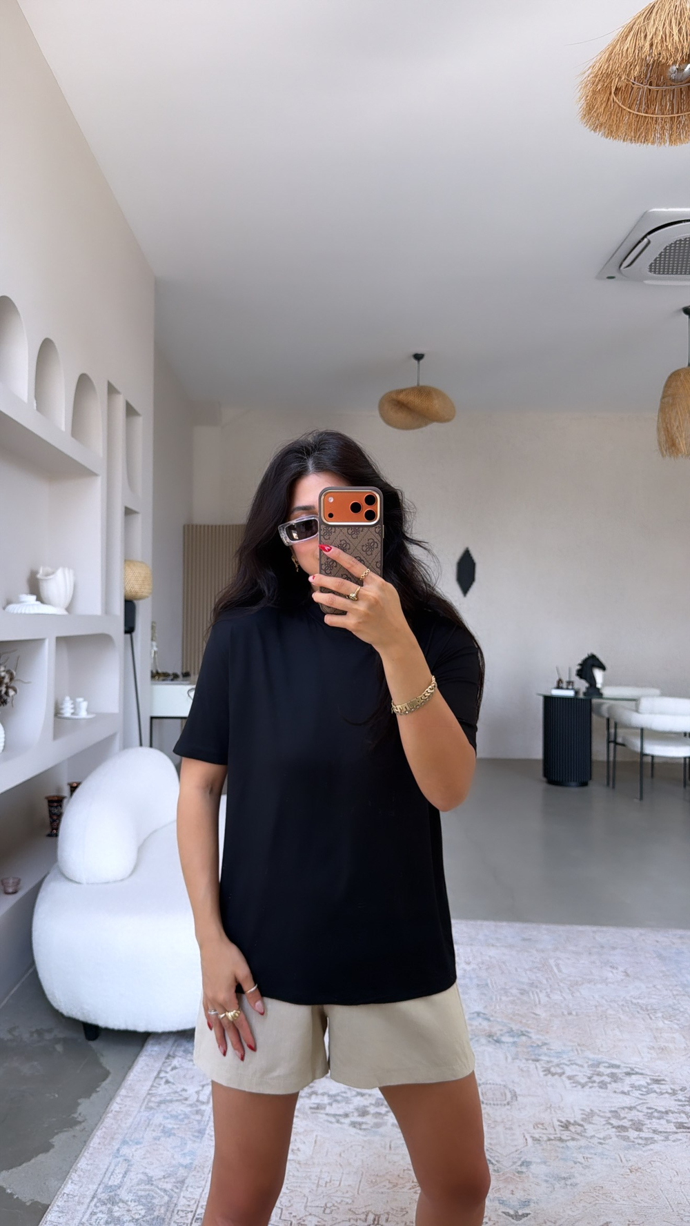 Siyah Bisiklet Yaka Viskon Tshirt