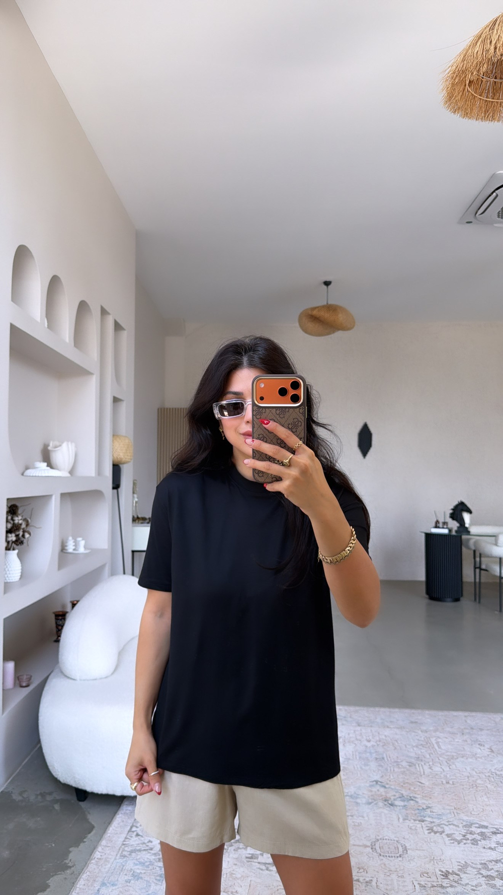 Siyah Bisiklet Yaka Viskon Tshirt