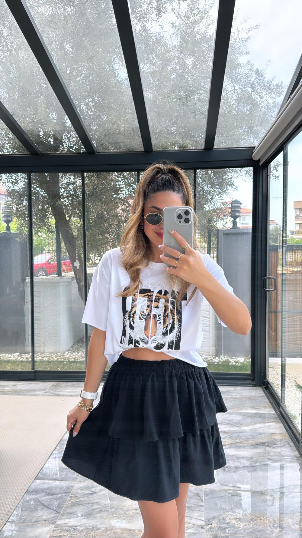 Siyah Çift Kat Etek
